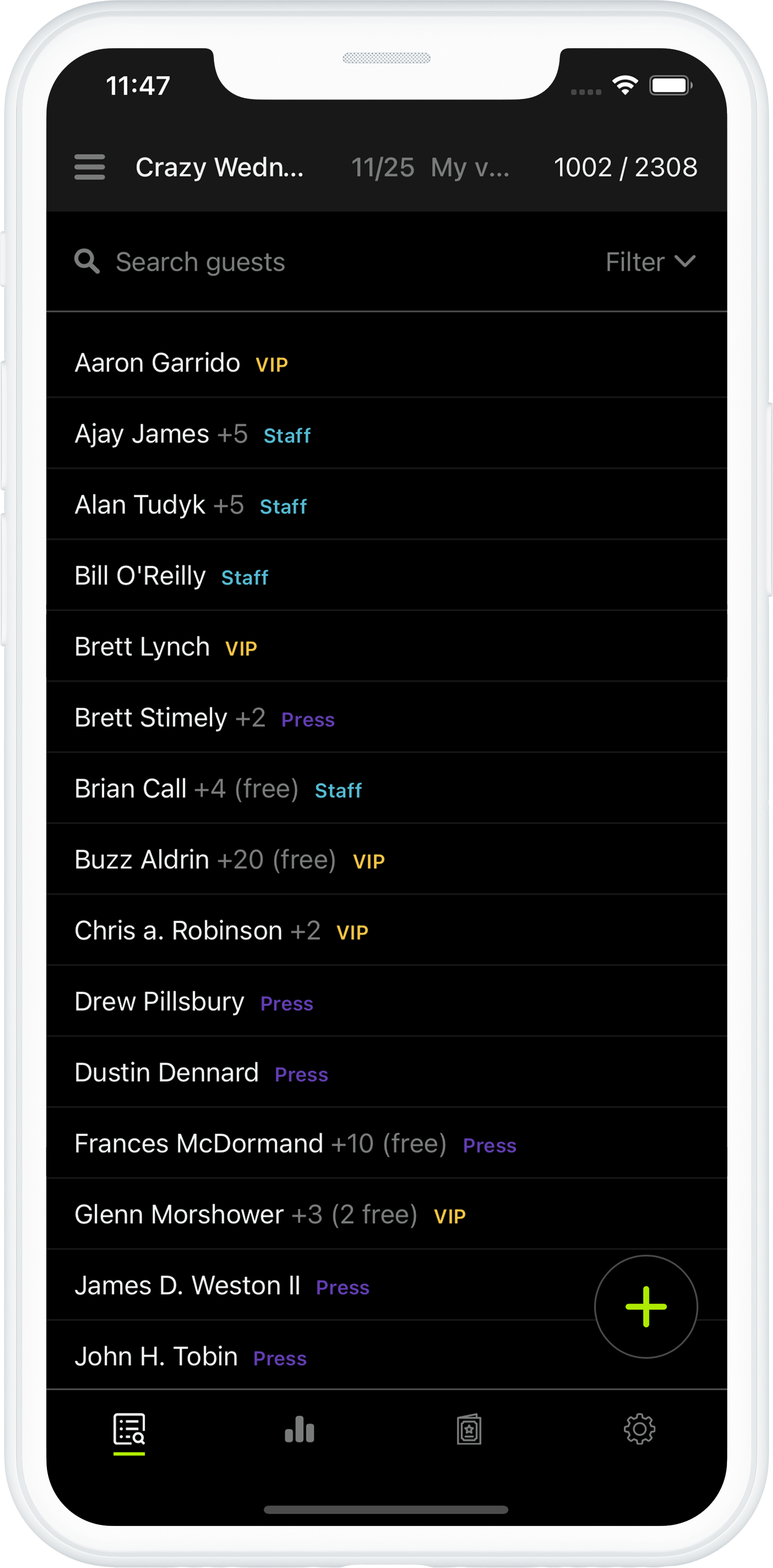 Guest list app screenshot